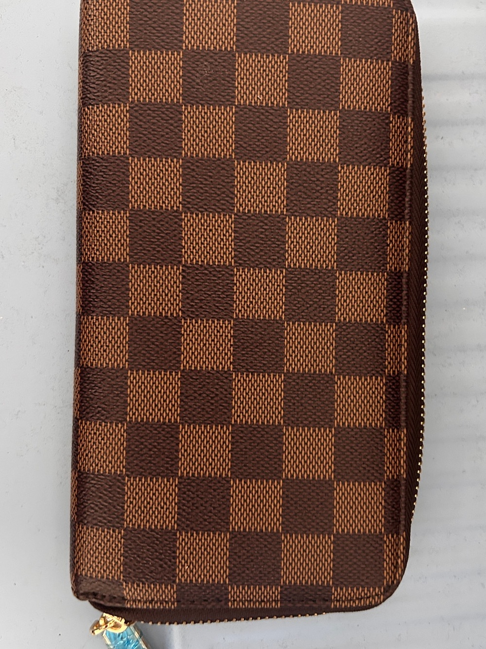 Brown Checkered Zip Wallet Classic - Picture 2 of 6